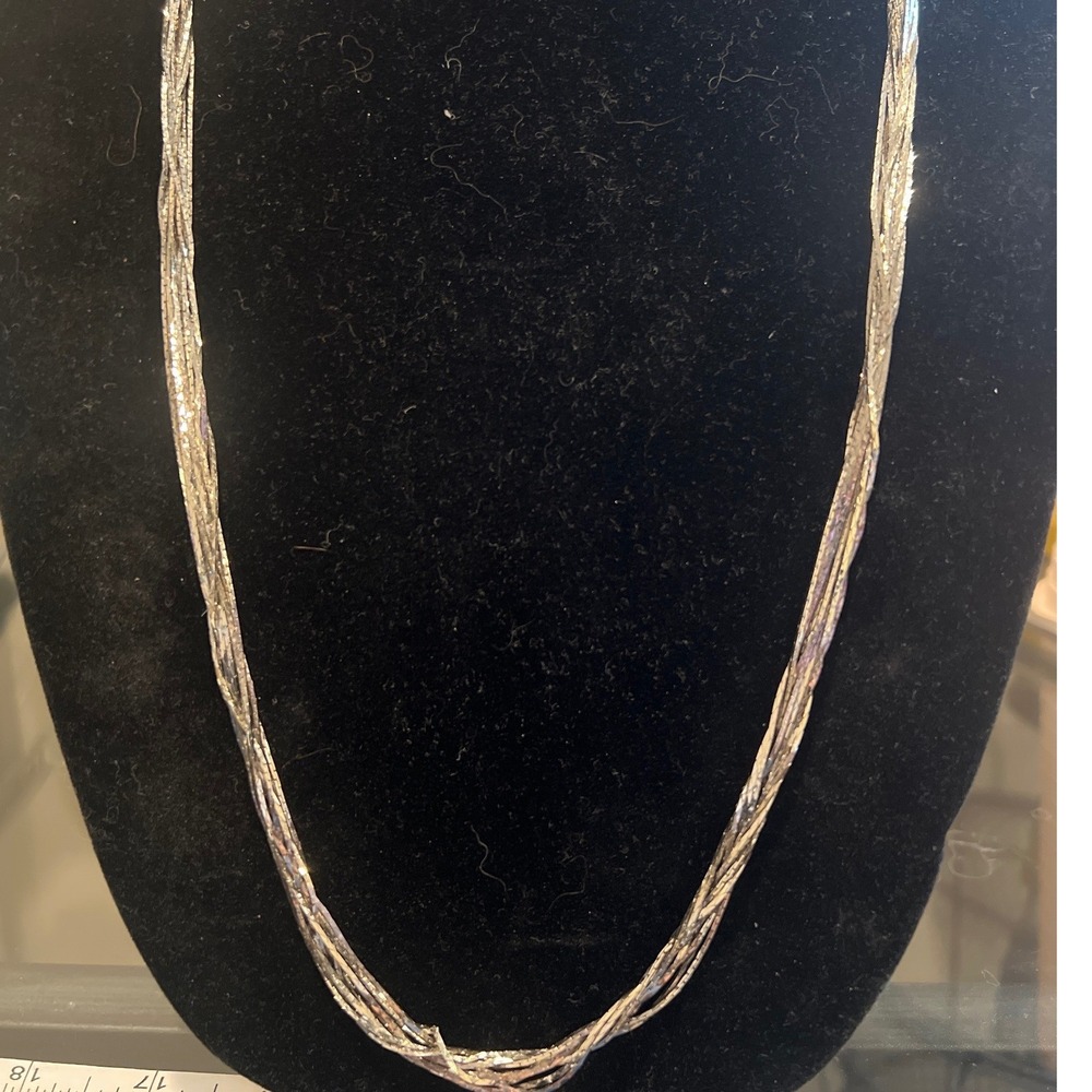 Vtg 80s Silver Multi Strand Liquid Chain Necklace Twisted Korea 30 Inch